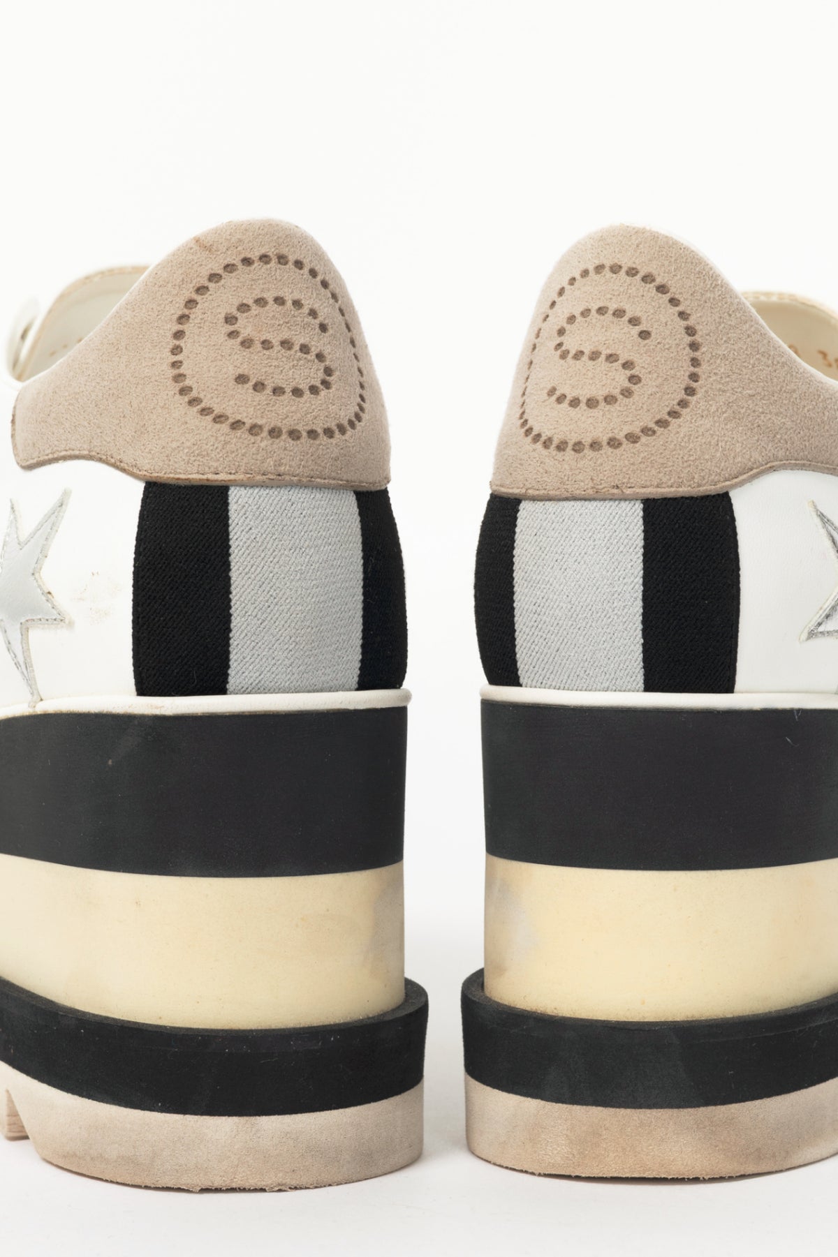Stella McCartney Sneakelyse White Silver-Star Vegan-Leather Lace-Up Platform Sneakers
