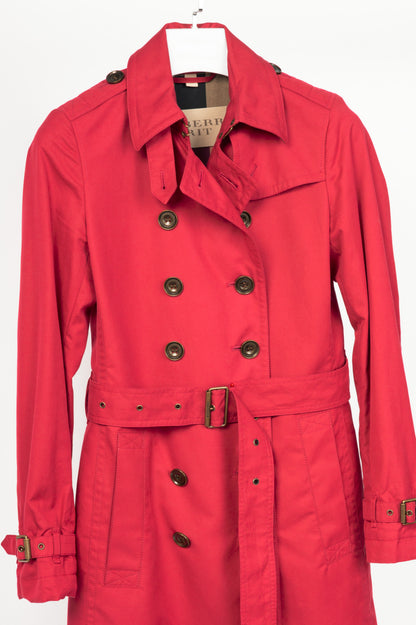 Burberry Brit "Damson Pink" Mid-Length Cotton Poplin Trench Coat
