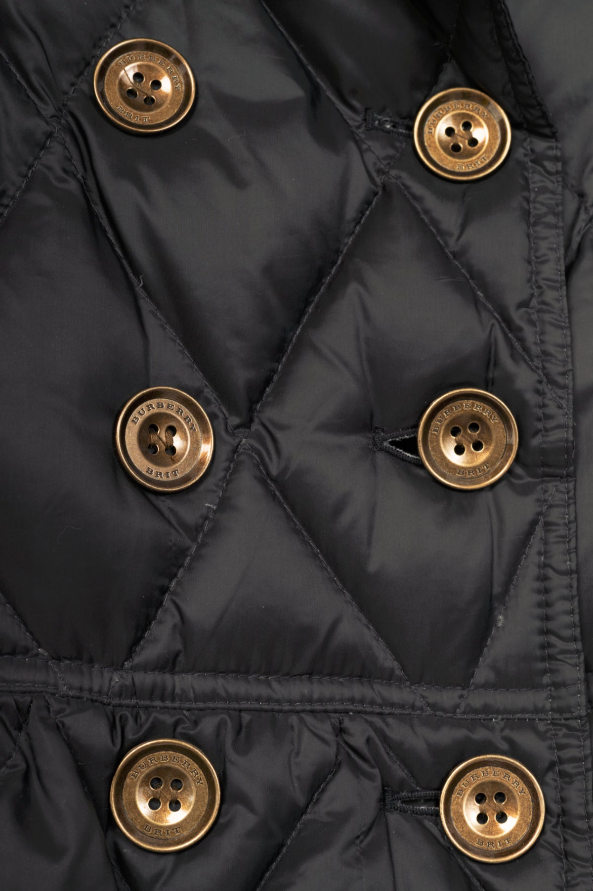 Burberry Brit Natesdale Black Double-Breasted Button Quilted Puffer