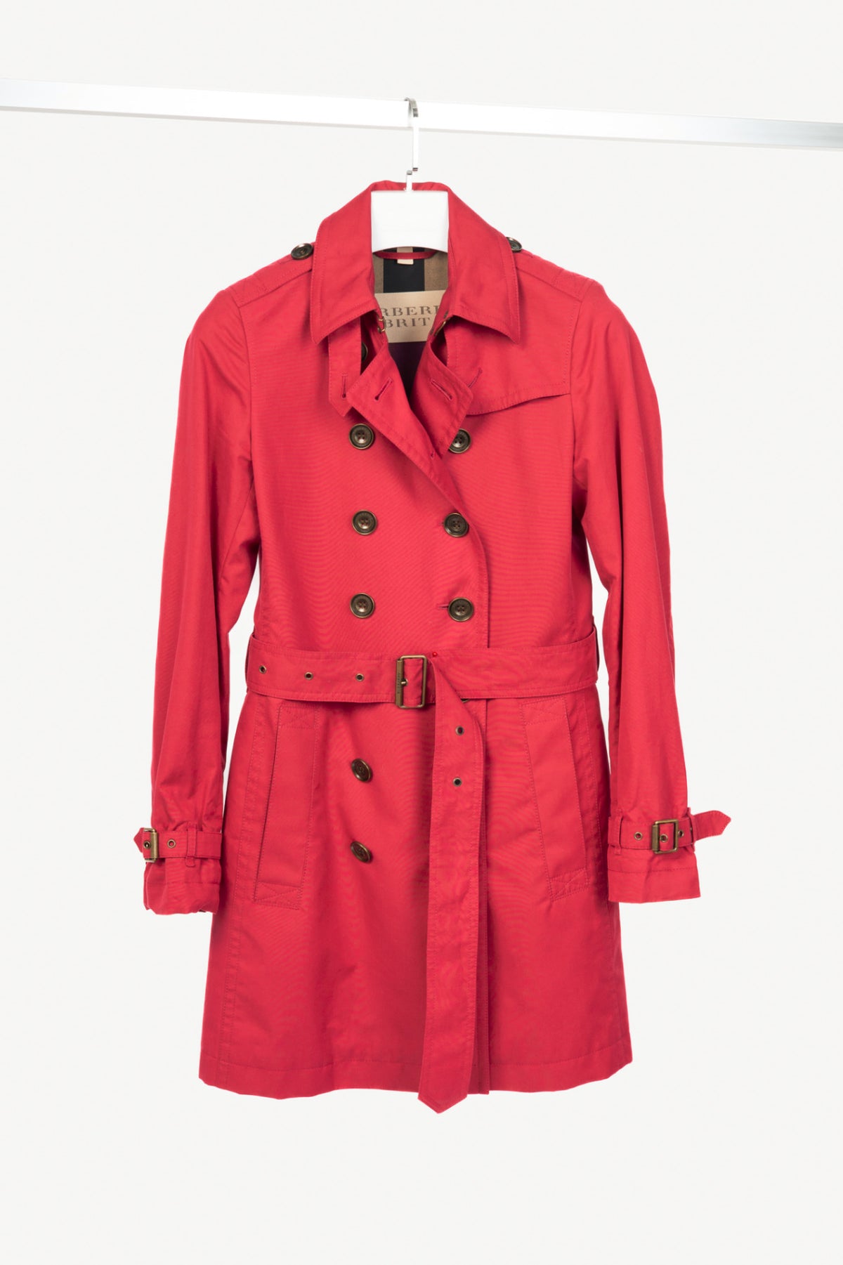 Burberry Brit "Damson Pink" Mid-Length Cotton Poplin Trench Coat