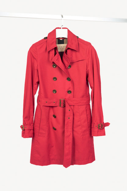 Burberry Brit "Damson Pink" Mid-Length Cotton Poplin Trench Coat