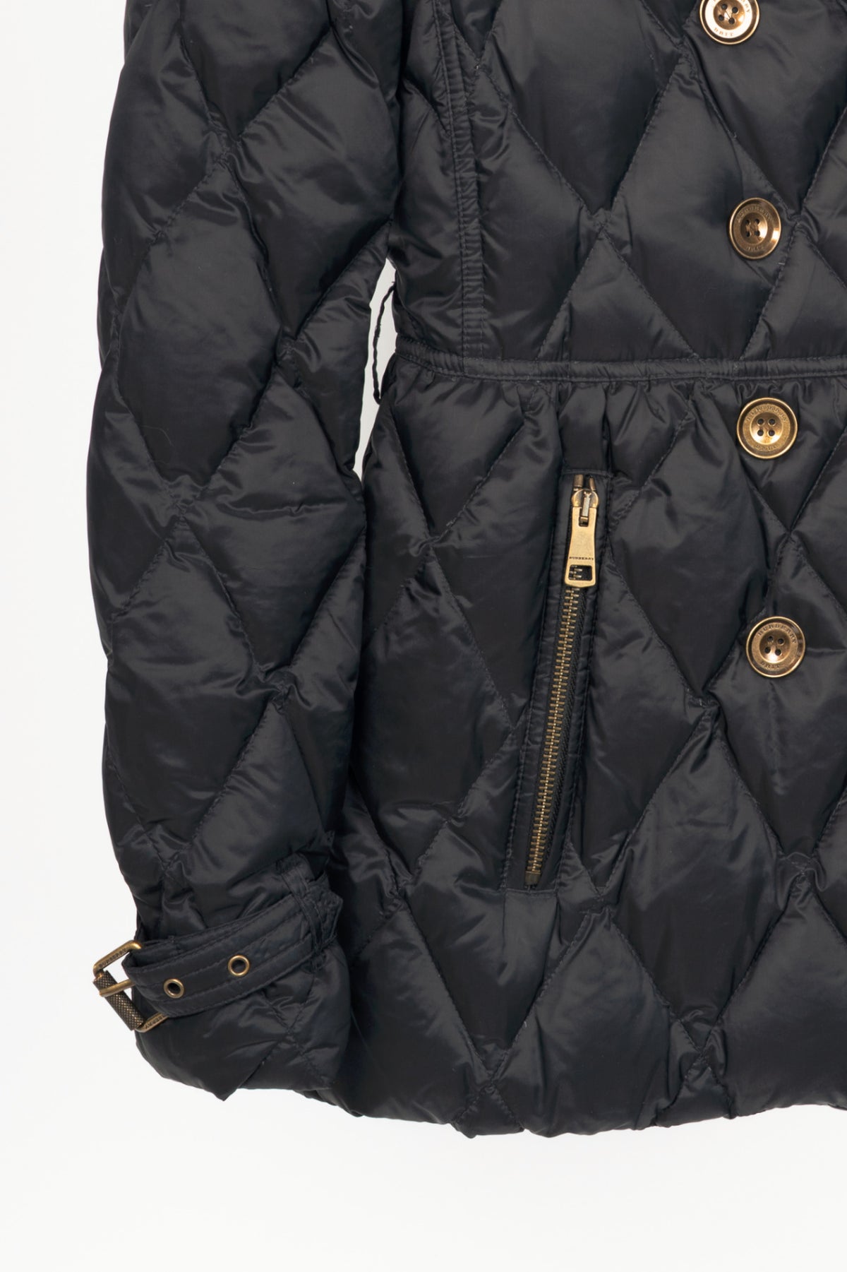 Burberry Brit Natesdale Black Double-Breasted Button Quilted Puffer