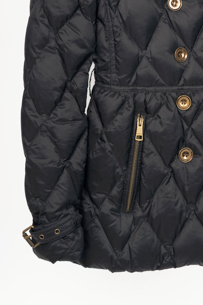 Burberry Brit Natesdale Black Double-Breasted Button Quilted Puffer