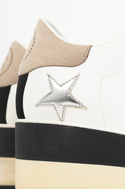 Stella McCartney Sneakelyse White Silver-Star Vegan-Leather Lace-Up Platform Sneakers