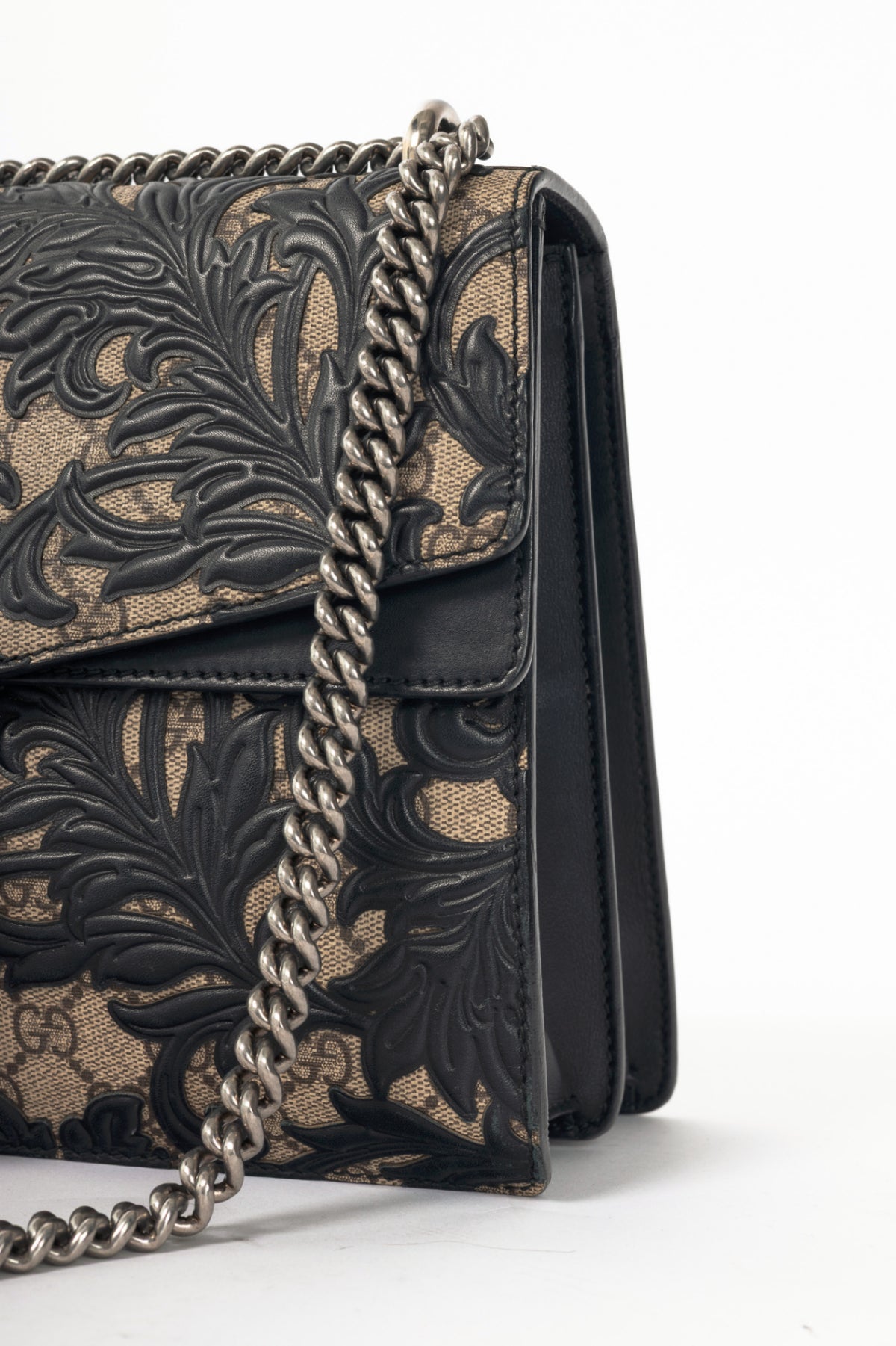 Gucci Dionysus Black Arabesque & GG Supreme Shoulder Bag