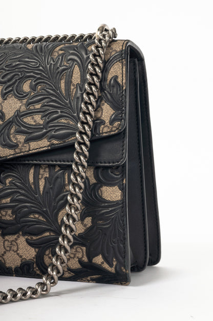 Gucci Dionysus Black Arabesque & GG Supreme Shoulder Bag