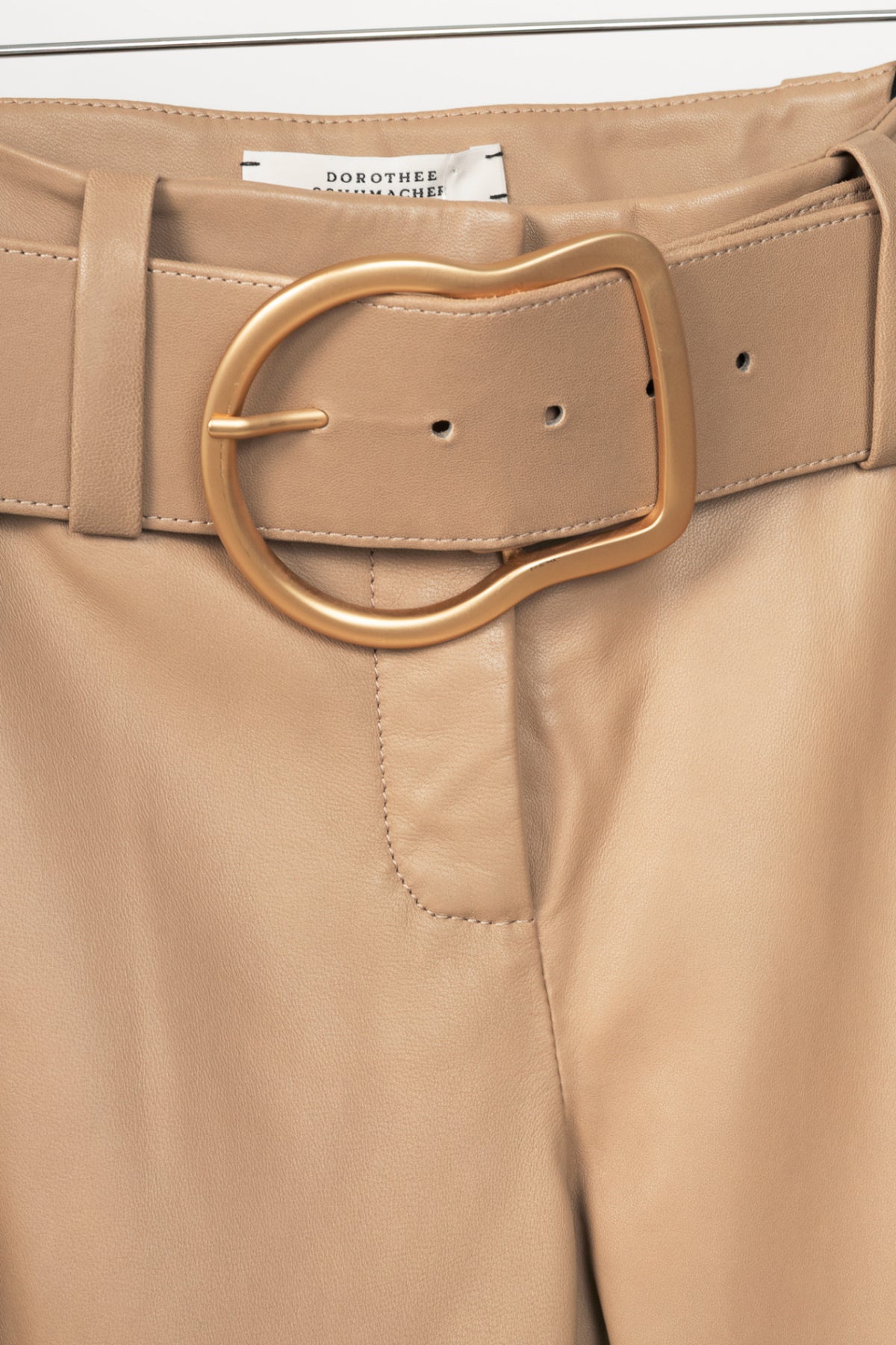 Dorothee Schumacher Sleek Statement III Brown Leather Belted Flared Trousers