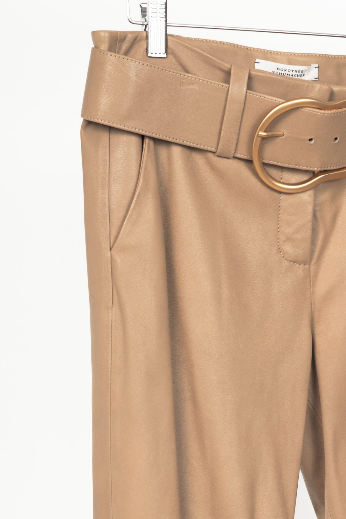 Dorothee Schumacher Sleek Statement III Brown Leather Belted Flared Trousers