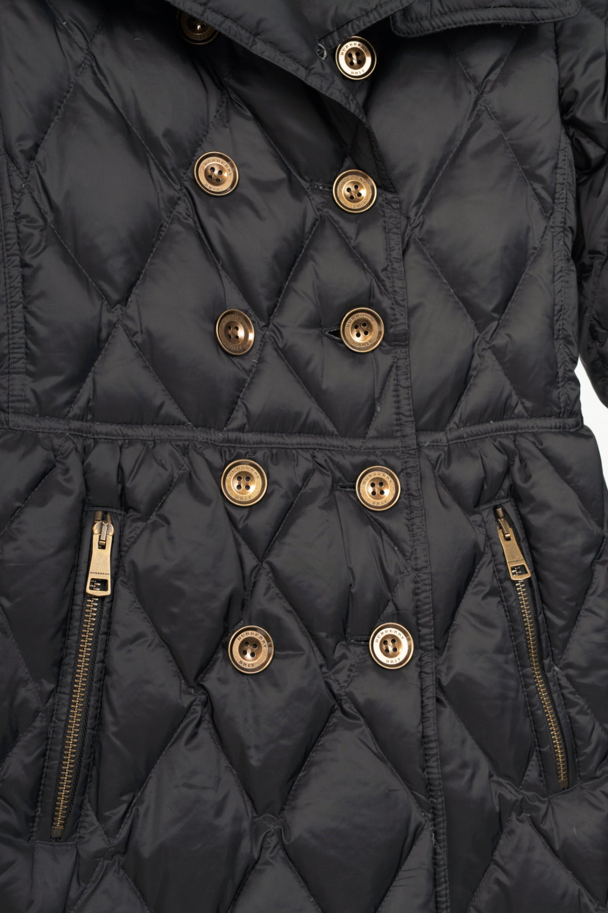 Burberry Brit Natesdale Black Double-Breasted Button Quilted Puffer