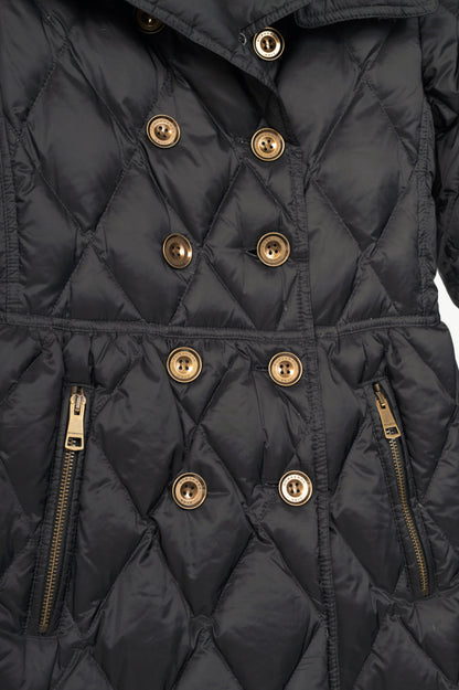 Burberry Brit Natesdale Black Double-Breasted Button Quilted Puffer