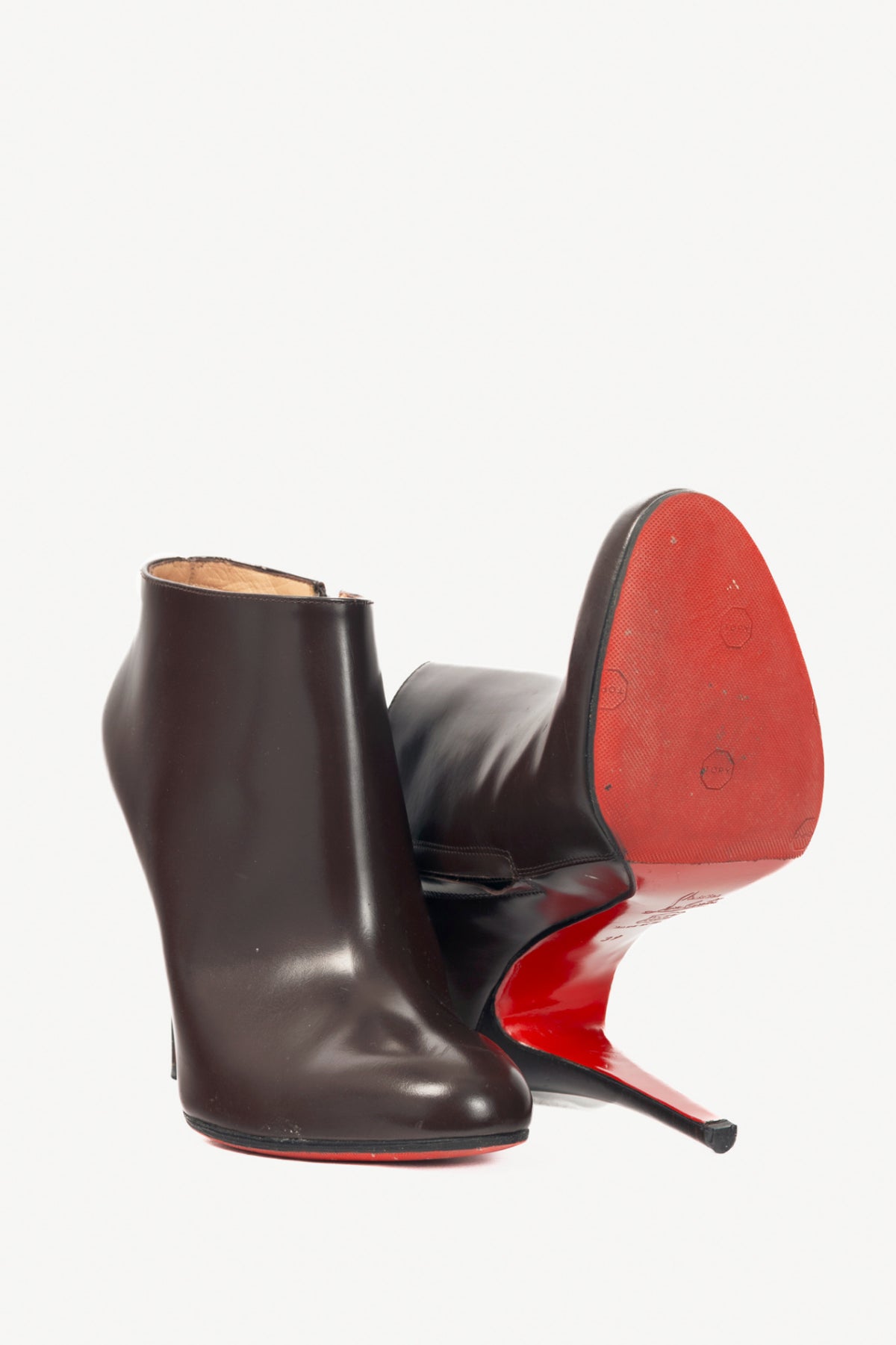 Christian Louboutin Belle 100 Brown Eden Calf Booties