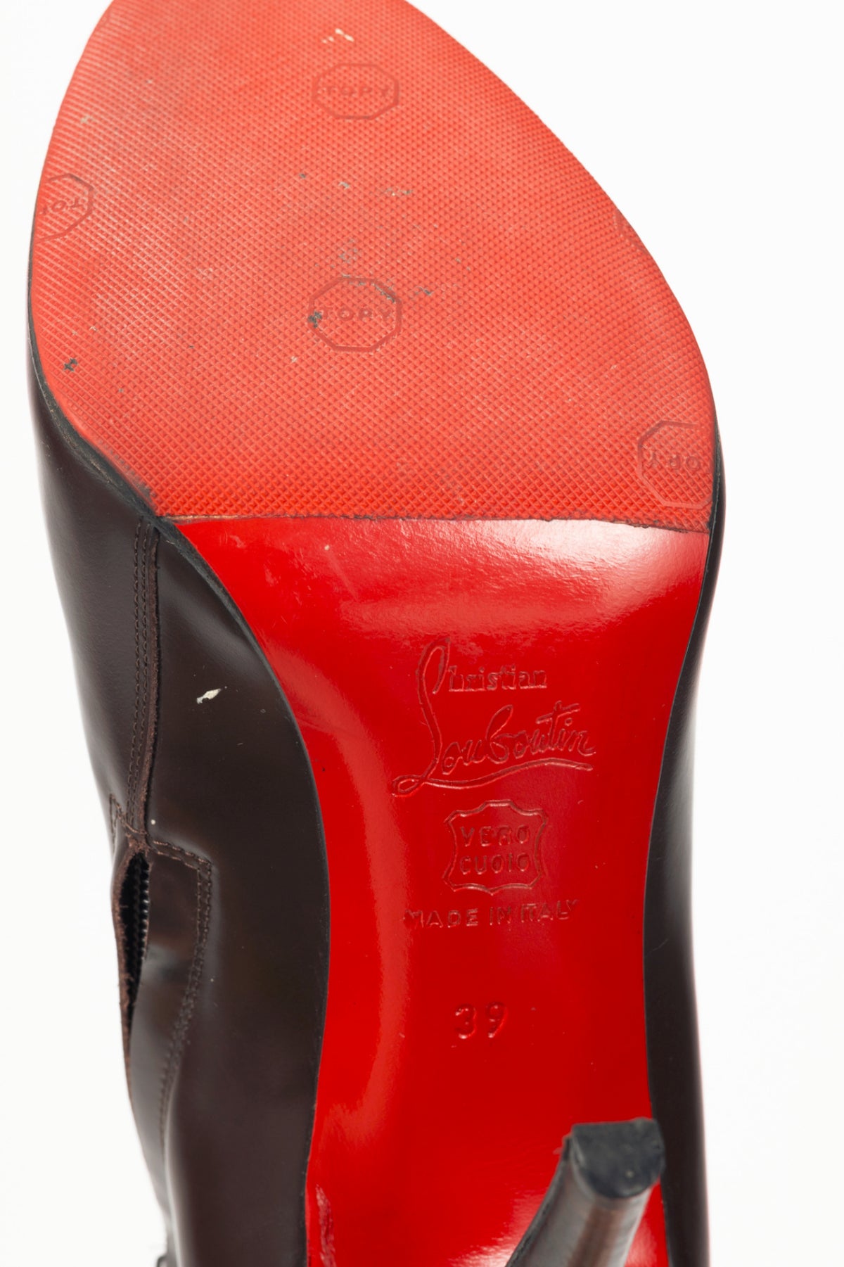 Christian Louboutin Belle 100 Brown Eden Calf Booties