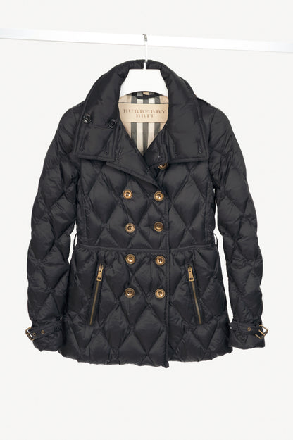 Burberry Brit Natesdale Black Double-Breasted Button Quilted Puffer