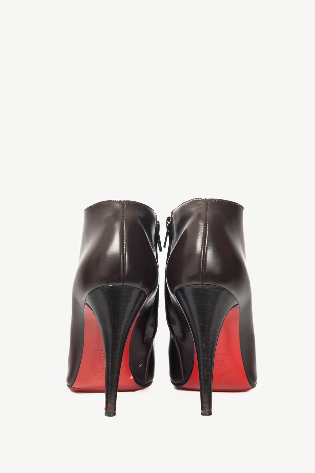Christian Louboutin Belle 100 Brown Eden Calf Booties