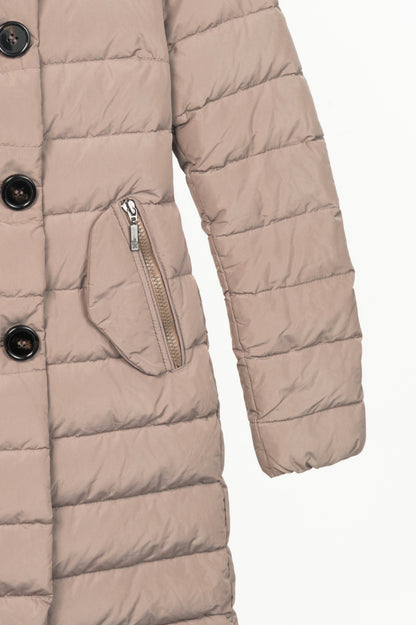 Moncler Garbet Grey Double-Breasted Button Hooded Down Puffer Coat