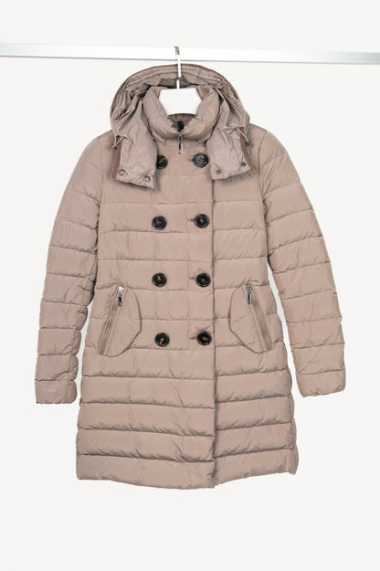 Moncler Garbet Grey Double-Breasted Button Hooded Down Puffer Coat