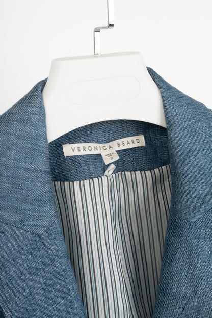 Veronica Beard Athens Blue Metallic Linen Dickey Blazer