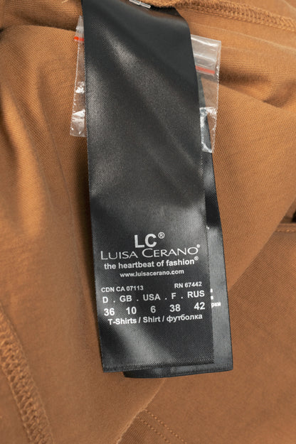 Luisa Cerano Brown Embellished-Front T-Shirt