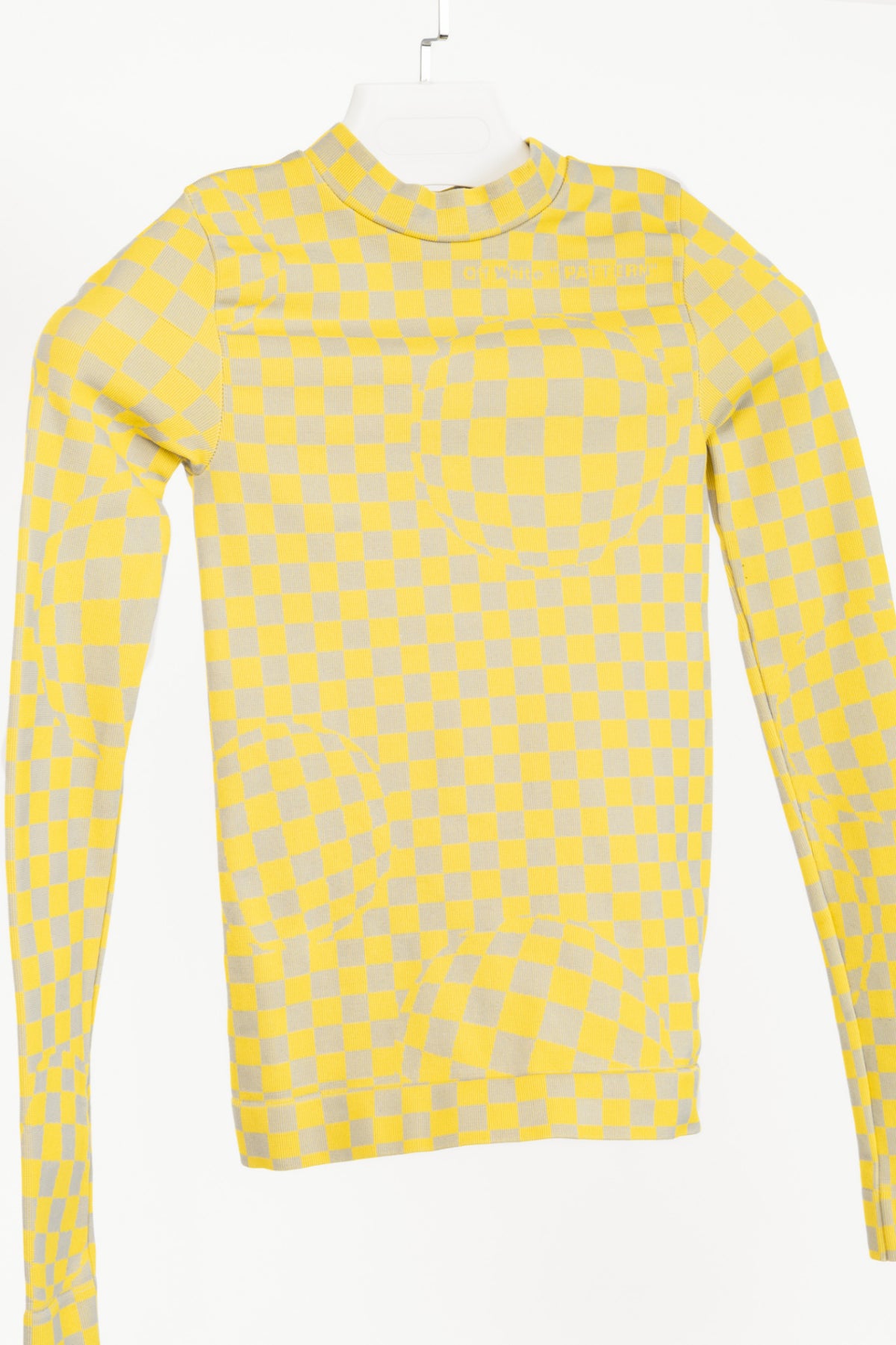 Off-White AW19 Runway Yellow Bubble Check Long-Sleeve Top
