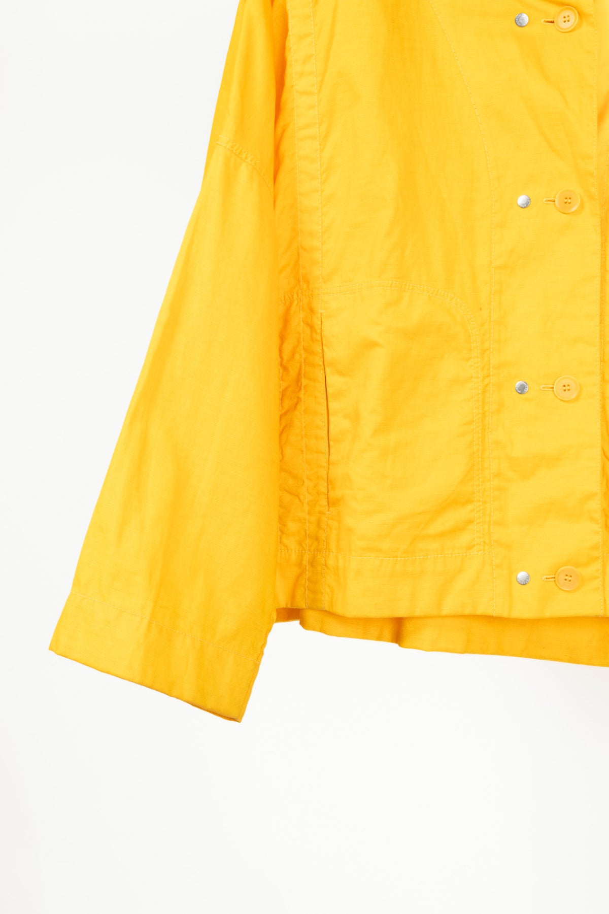 Annette Gortz Sila Yellow Coated-Linen Hooded Cropped Jacket