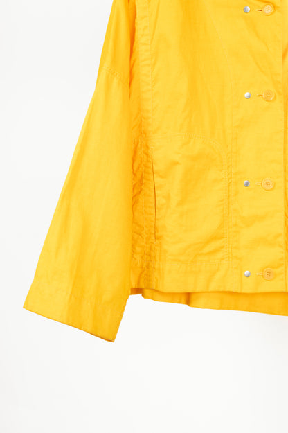 Annette Gortz Sila Yellow Coated-Linen Hooded Cropped Jacket