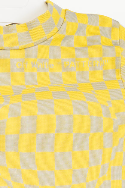 Off-White AW19 Runway Yellow Bubble Check Long-Sleeve Top