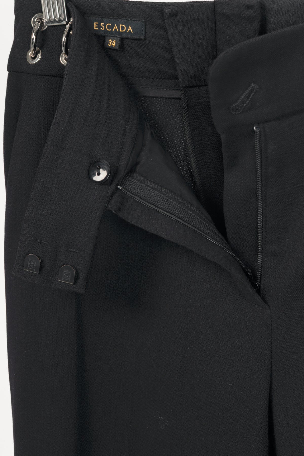 Escada Tammanu Black Wool-Crepe Pierced Trousers