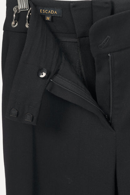 Escada Tammanu Black Wool-Crepe Pierced Trousers