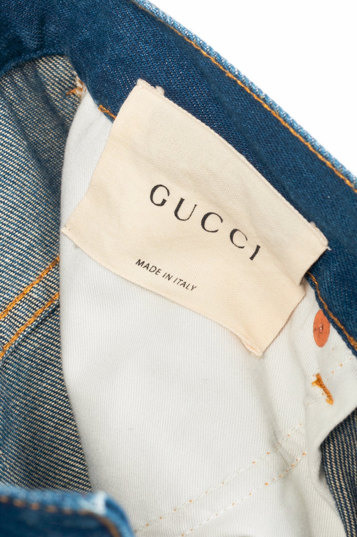 Gucci Blue Embroidered Flared Denim Jeans