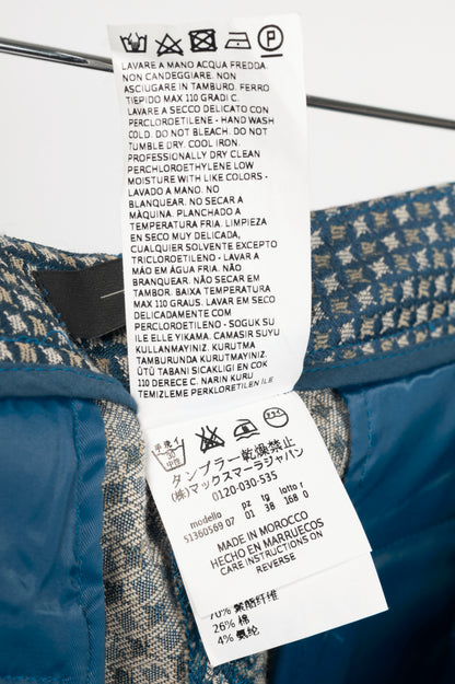 Weekend Max Mara Blue Geometric-Jacquard Slim Cigarette Trousers