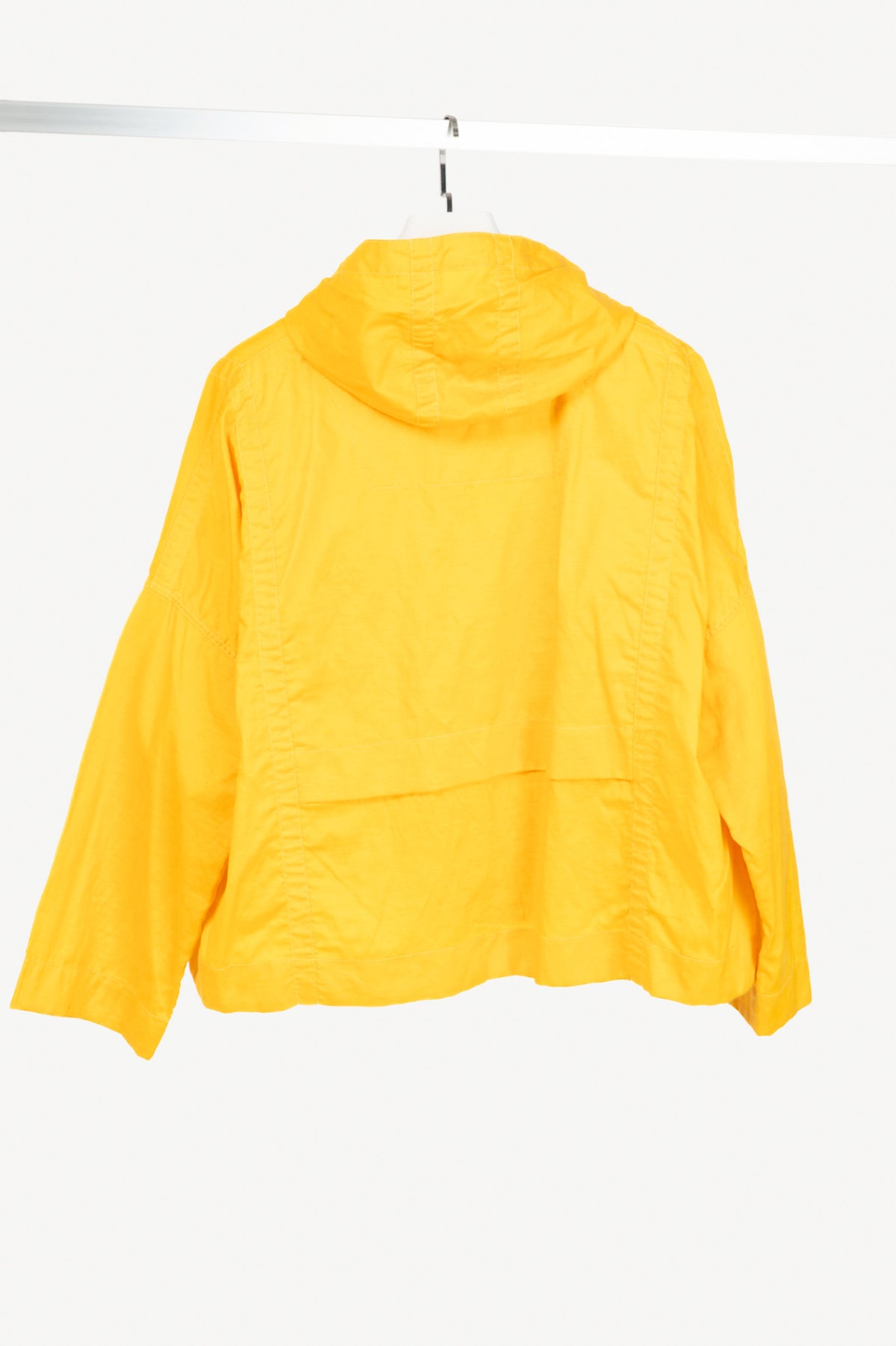 Annette Gortz Sila Yellow Coated-Linen Hooded Cropped Jacket