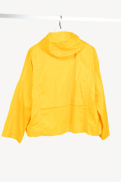 Annette Gortz Sila Yellow Coated-Linen Hooded Cropped Jacket