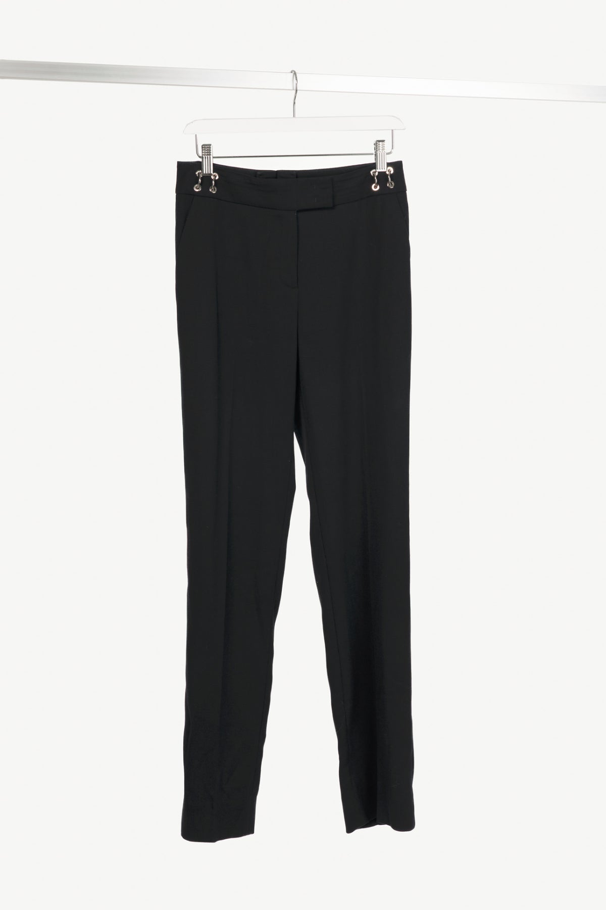 Escada Tammanu Black Wool-Crepe Pierced Trousers