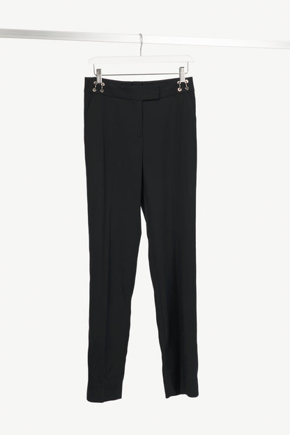 Escada Tammanu Black Wool-Crepe Pierced Trousers
