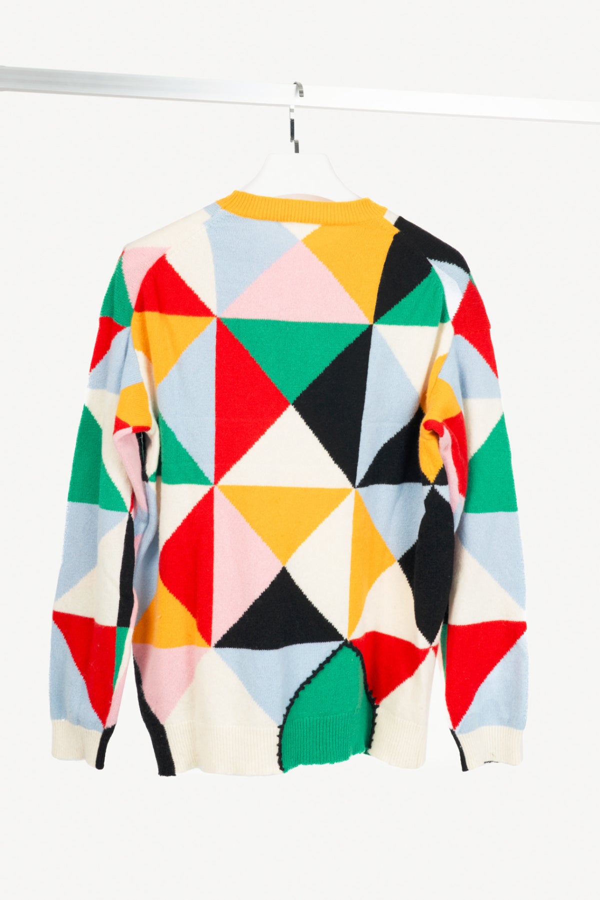 Tibi Pop-Multi Patchwork Intarsia Wool Sweater