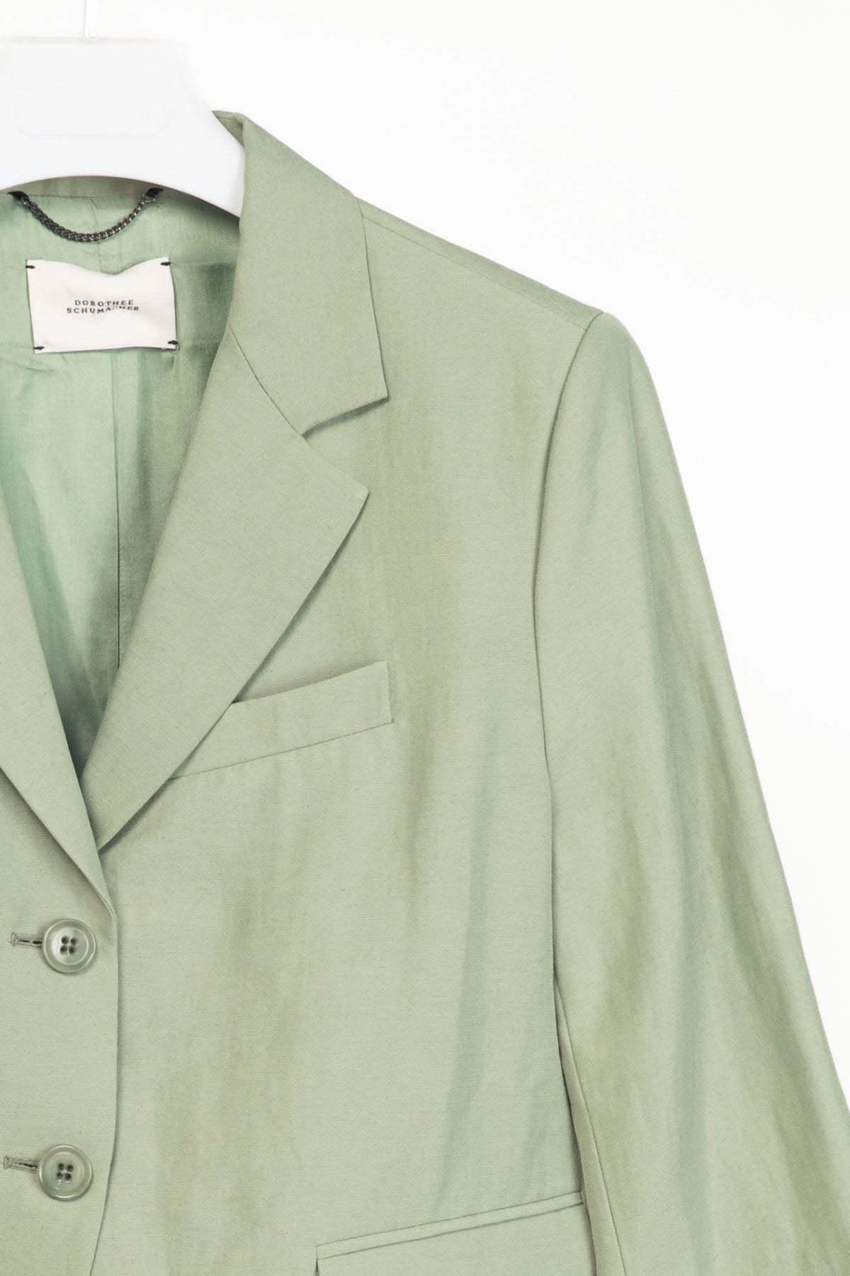 Dorothee Schumacher Casual Sophistication Green Linen-Shantung Jacket