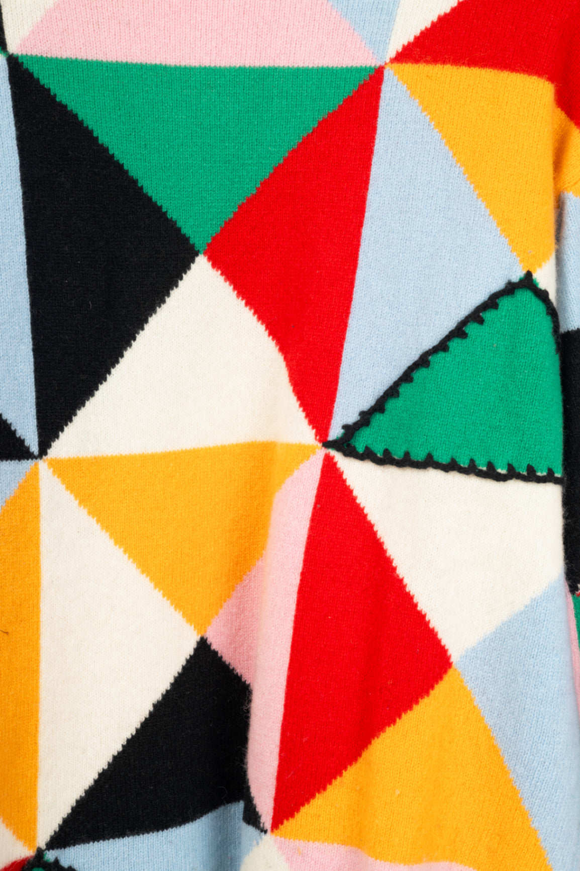 Tibi Pop-Multi Patchwork Intarsia Wool Sweater