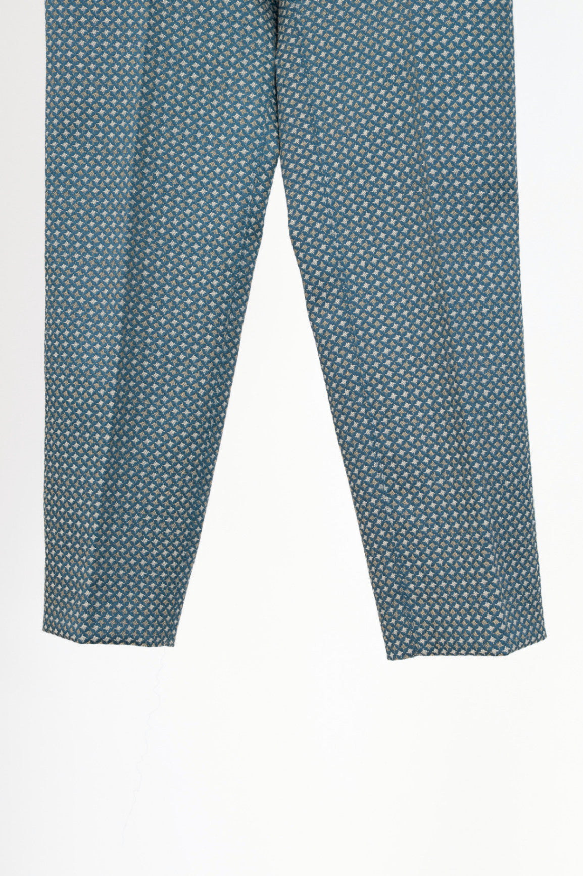 Weekend Max Mara Blue Geometric-Jacquard Slim Cigarette Trousers
