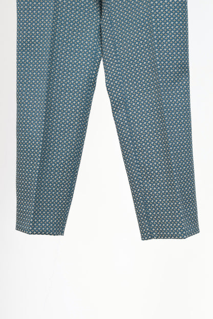 Weekend Max Mara Blue Geometric-Jacquard Slim Cigarette Trousers
