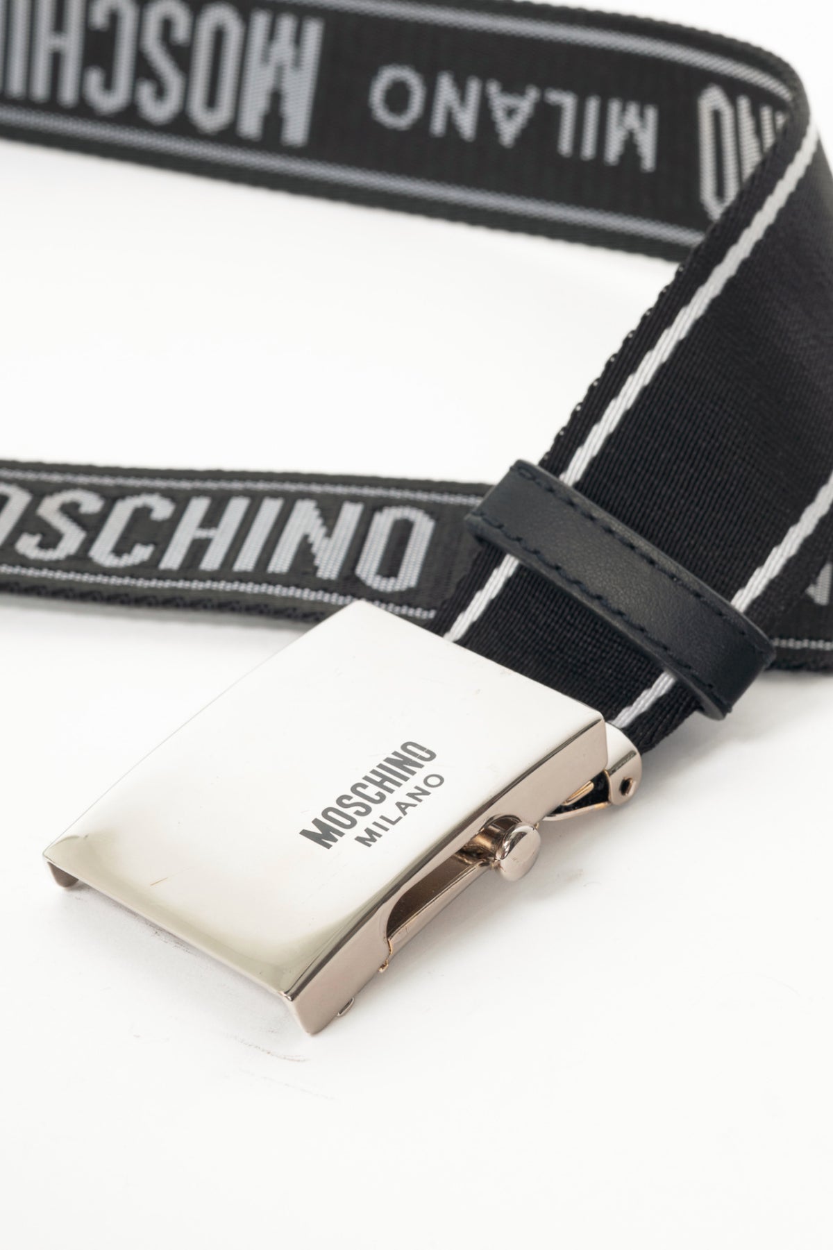 Moschino Black Reversible Logo-Tape Men's Belt