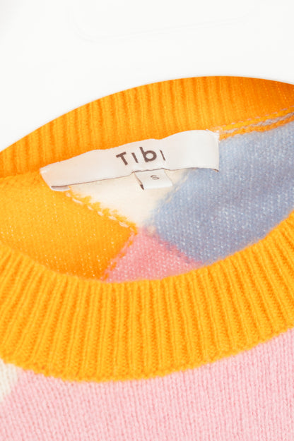 Tibi Pop-Multi Patchwork Intarsia Wool Sweater