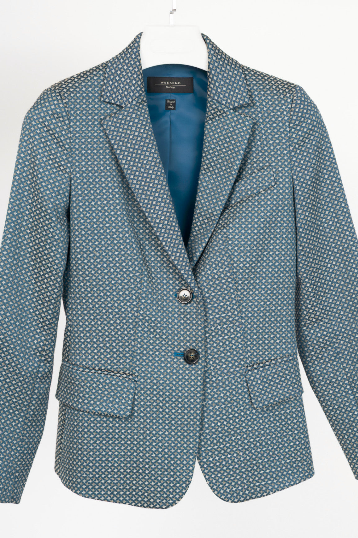 Weekend Max Mara Blue Geometric-Jacquard Blazer