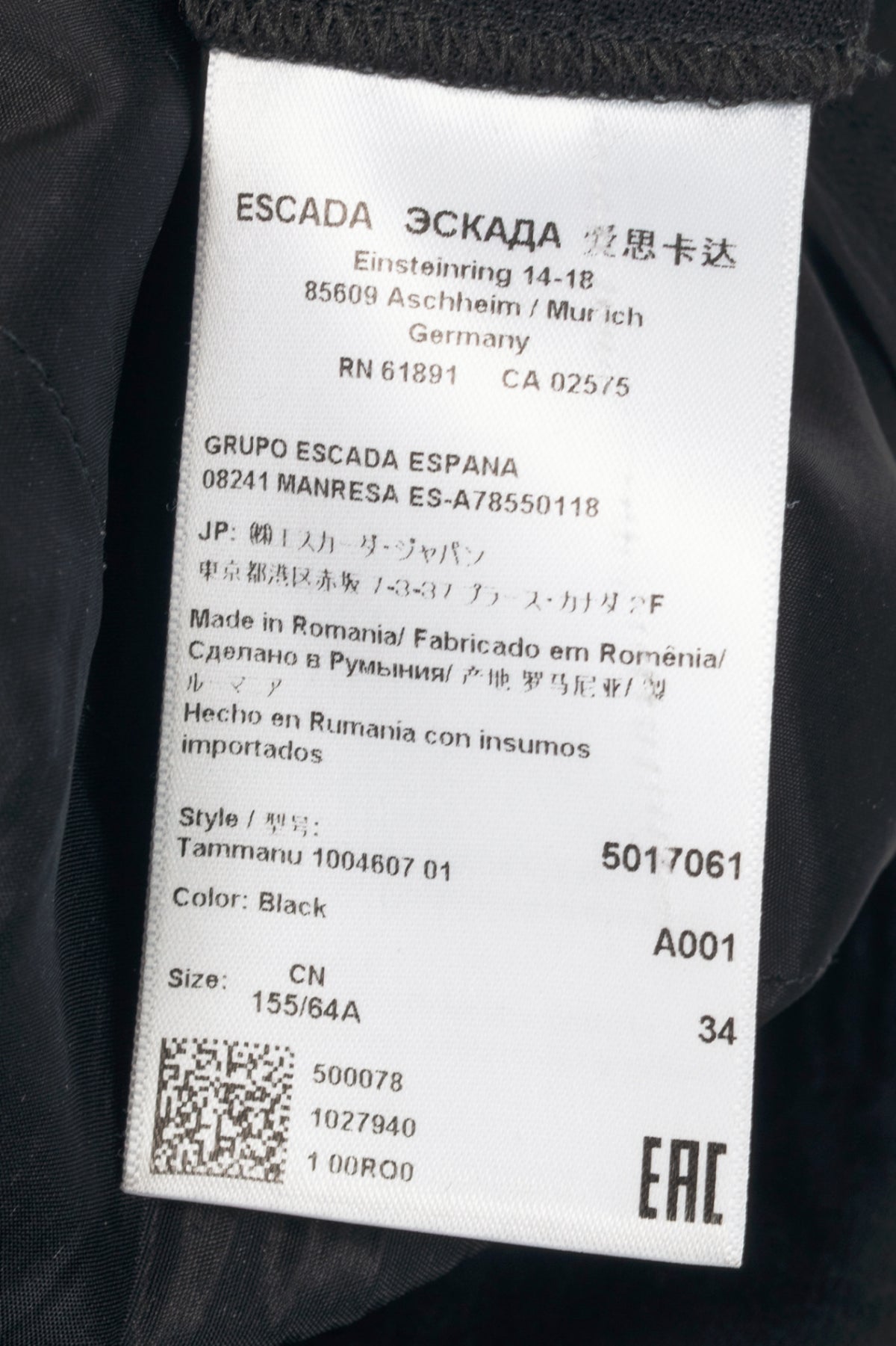 Escada Tammanu Black Wool-Crepe Pierced Trousers