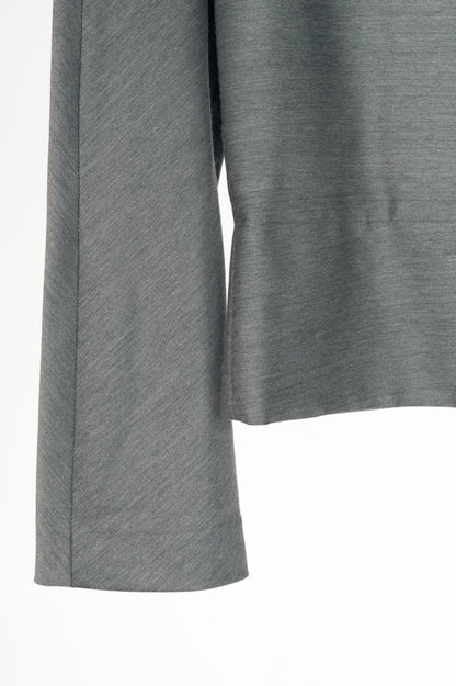 Emporio Armani Grey Wool-Blend Zip Top