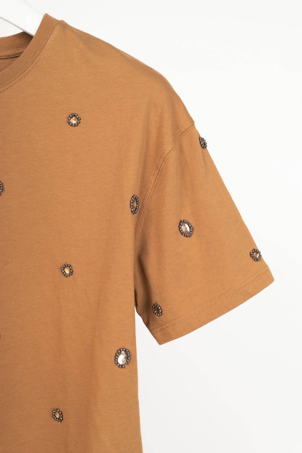 Luisa Cerano Brown Embellished-Front T-Shirt