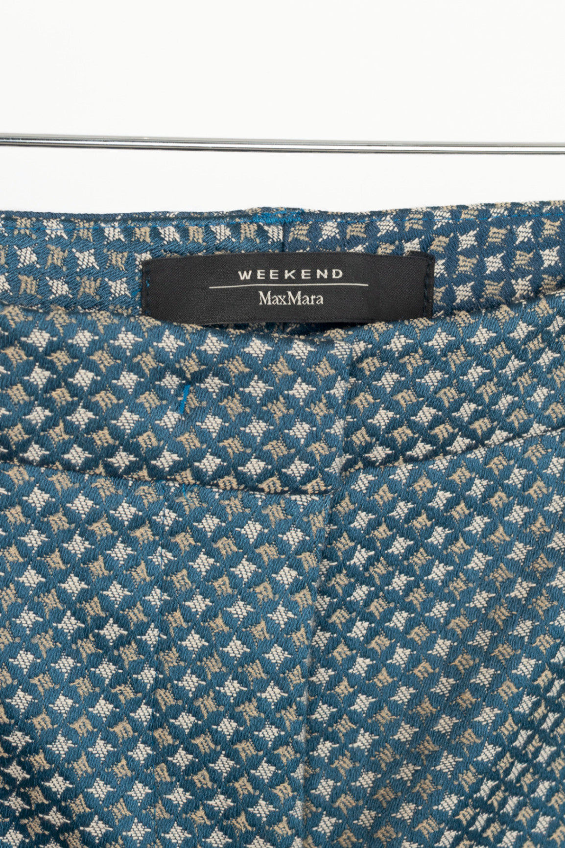 Weekend Max Mara Blue Geometric-Jacquard Slim Cigarette Trousers