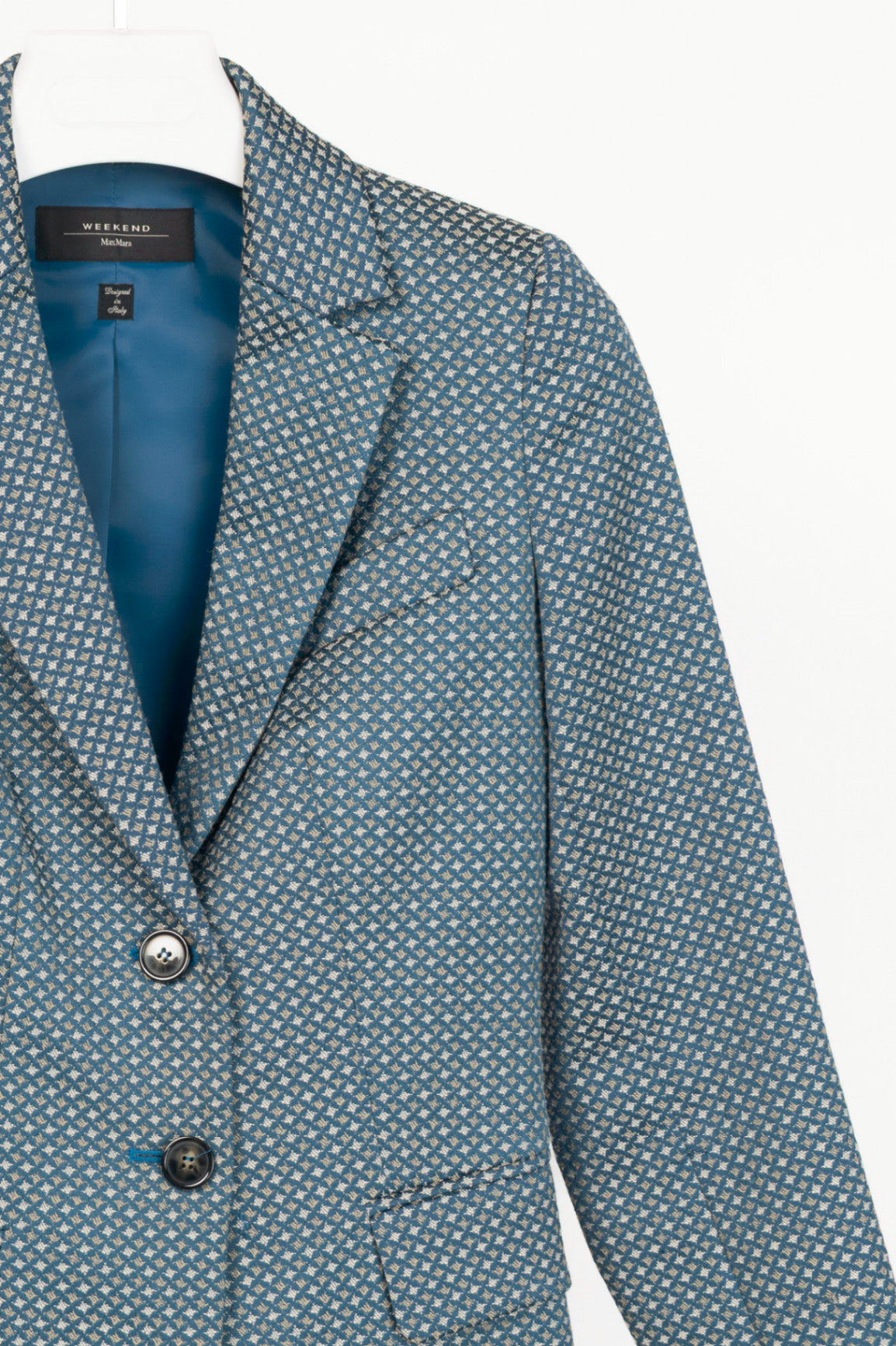Weekend Max Mara Blue Geometric-Jacquard Blazer