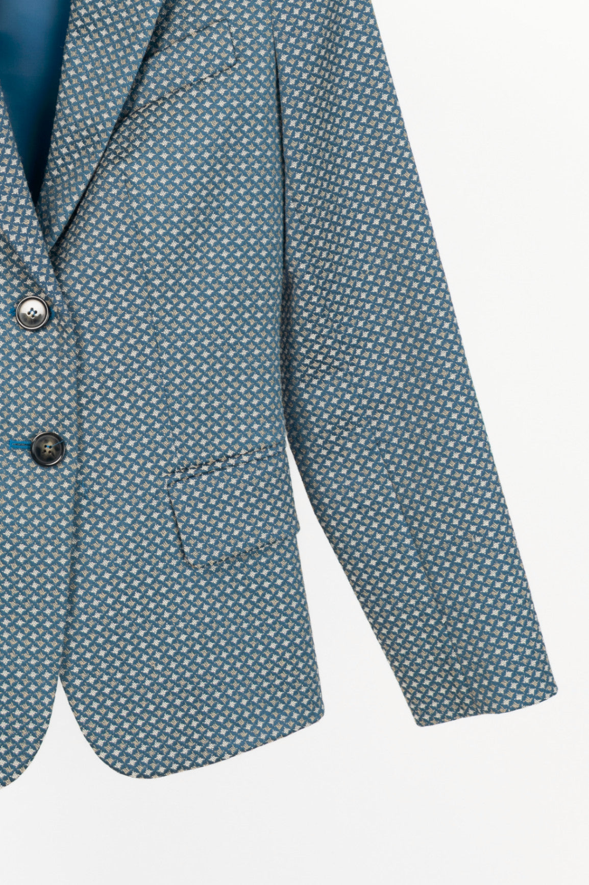 Weekend Max Mara Blue Geometric-Jacquard Blazer