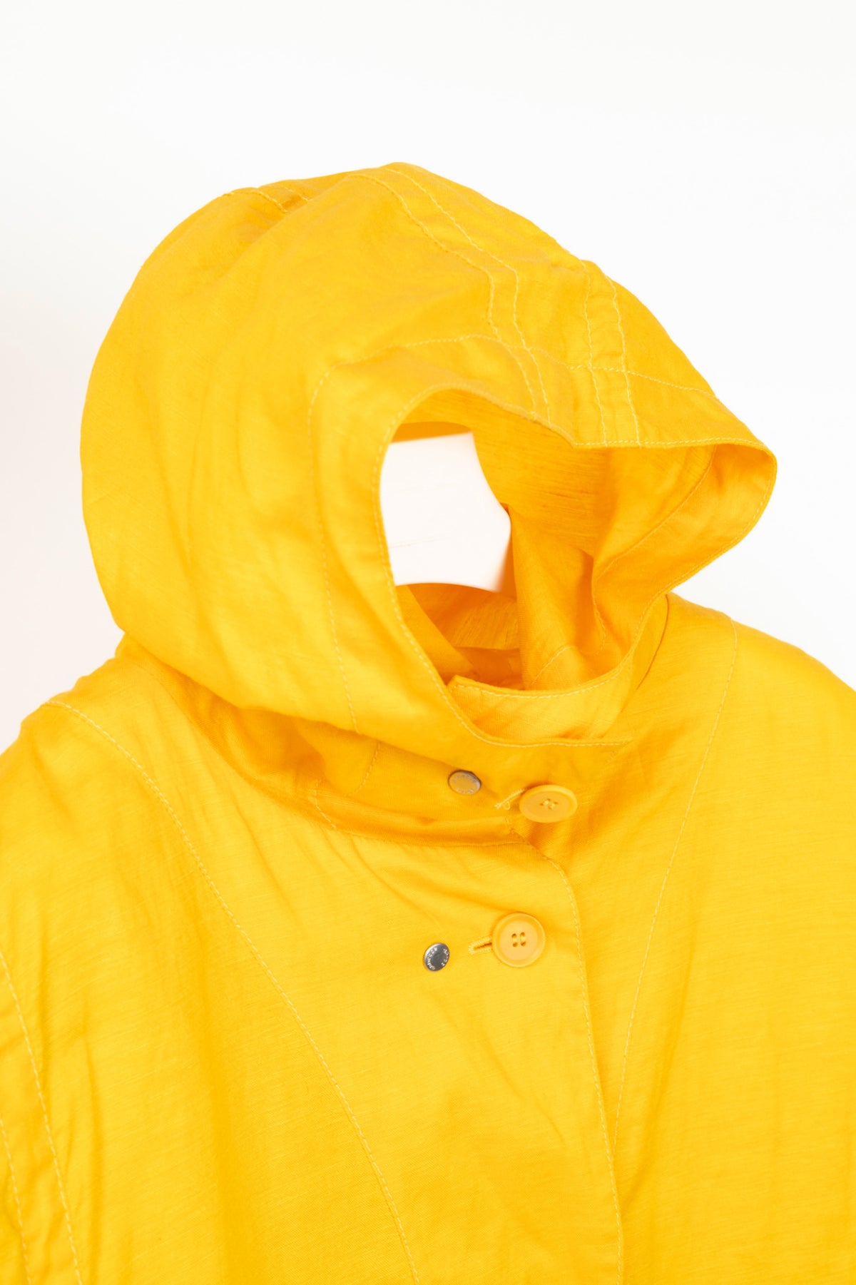 Annette Gortz Sila Yellow Coated-Linen Hooded Cropped Jacket