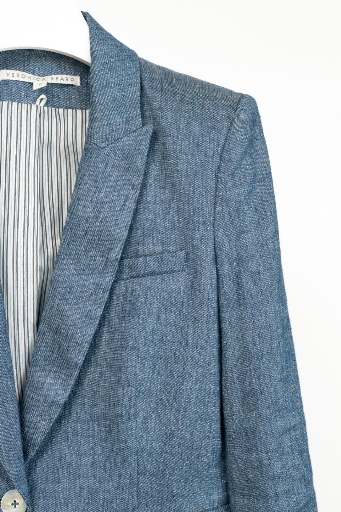 Veronica Beard Athens Blue Metallic Linen Dickey Blazer